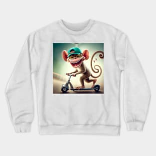 Cheeky Monkey on Kick Scooter Crewneck Sweatshirt